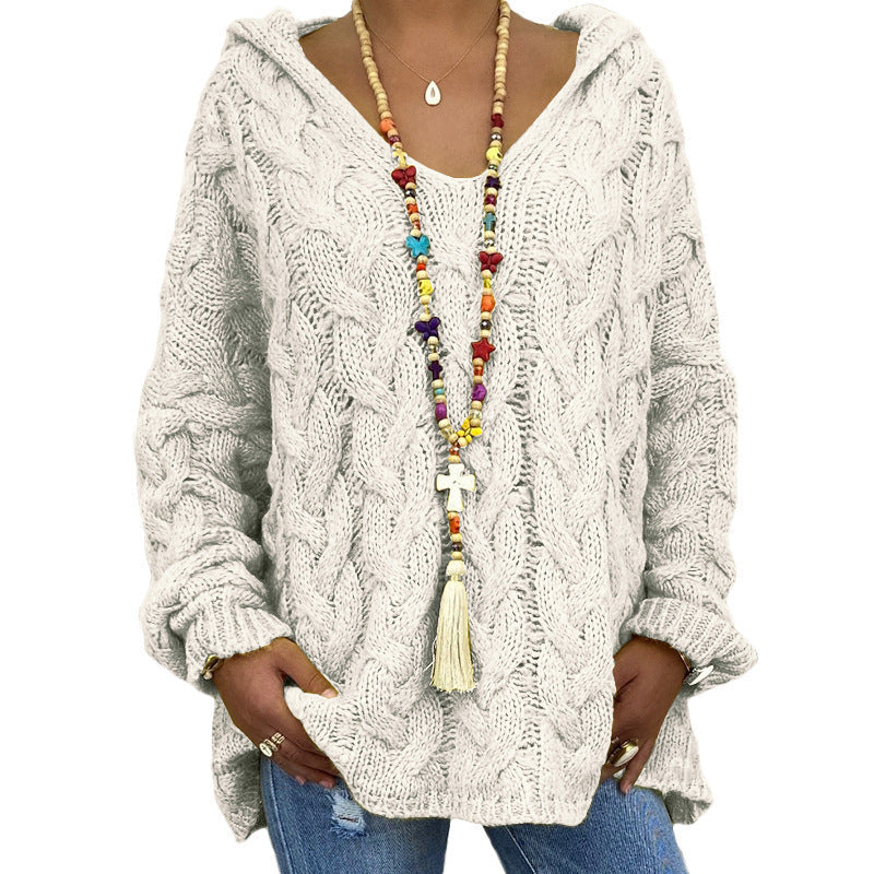 Pull femme décontracté, style bohème chic. Chandail torsadé confortable pour toutes les occasions hivernales.