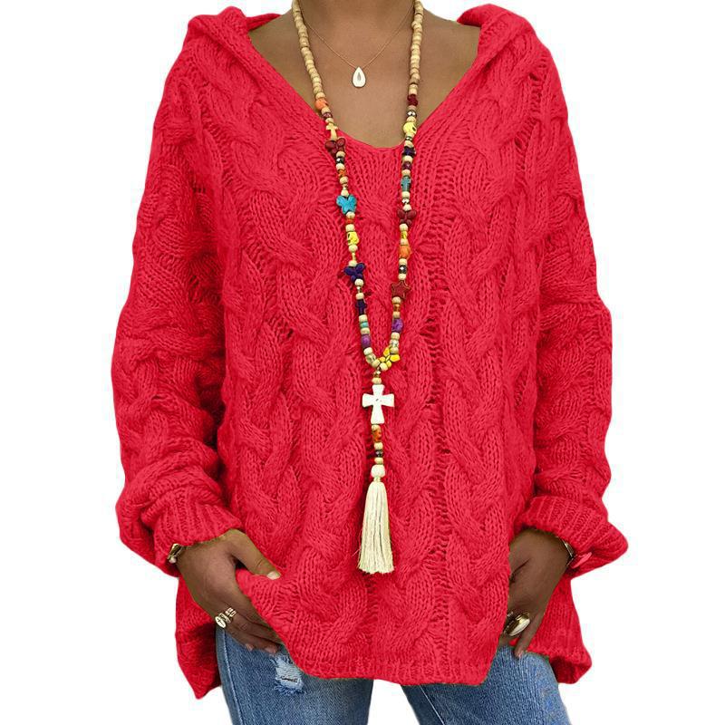 Vêtement femme hivernal très chaud, pull torsadé confortable. Idéal pour affronter le froid avec style.