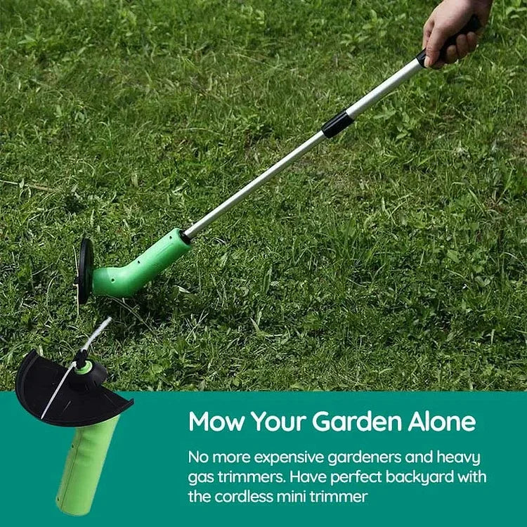 Débroussailleuse sans fil GrassPro ergonomique, idéale pour l'entretien du jardin et des bordures de pelouse.