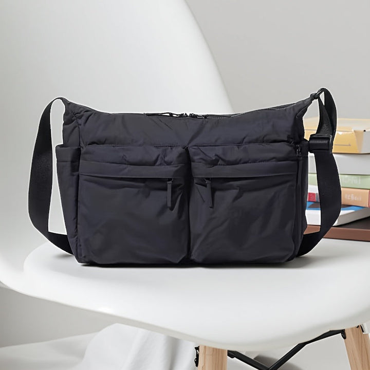 Sac bandoulière unisexe élégant en polyester durable, idéal pour le quotidien, sport et travail organisé.