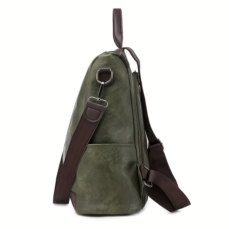 Sac à dos femme élégant en cuir végétalien PU avec système antivol, style sûr pour la ville et le voyage.