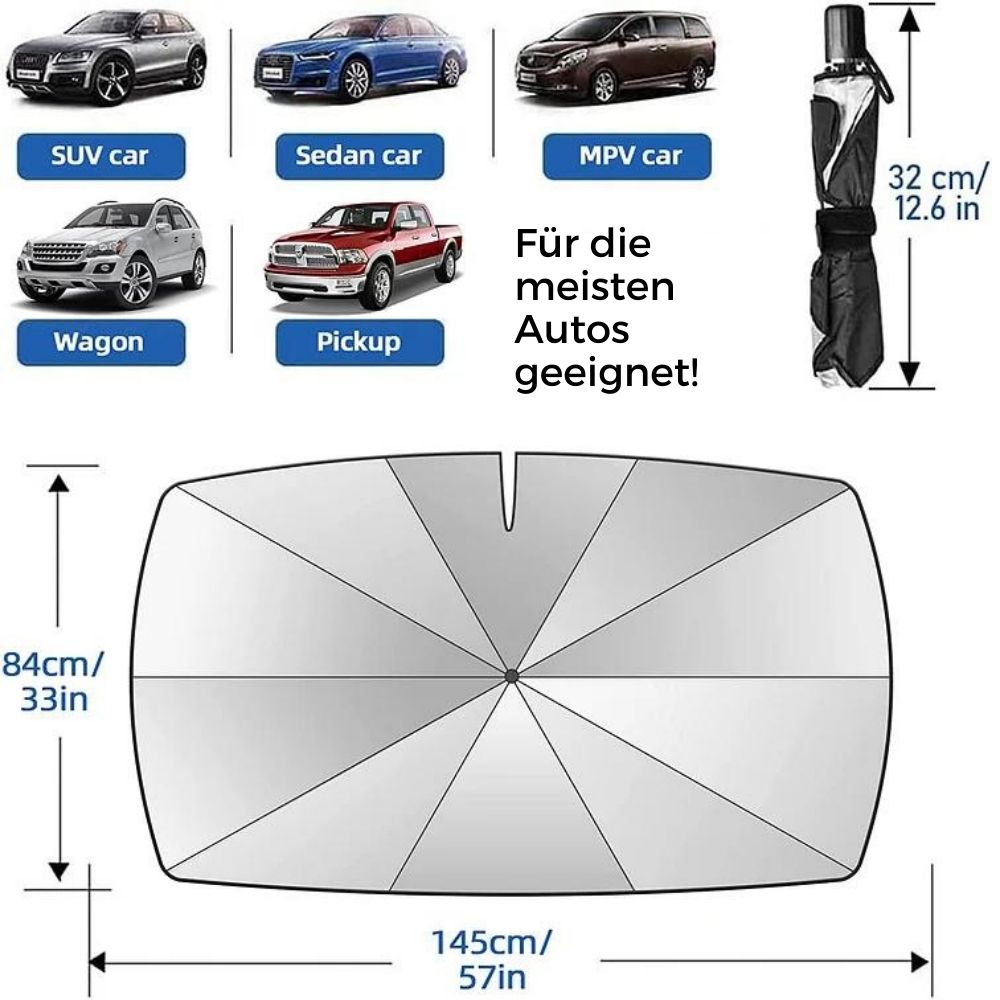 Protection anti-chaleur et UV pour l'intérieur de voiture: pare-soleil universel, facile à installer et ranger.