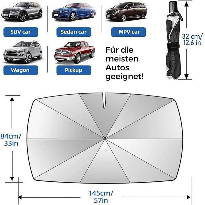 Protection anti-chaleur et UV pour l'intérieur de voiture: pare-soleil universel, facile à installer et ranger.