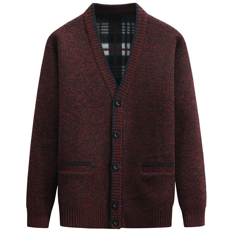 Gilet boutonné homme, col V, couleur unie. Vêtement chaud pour un look automnal confortable et stylé.