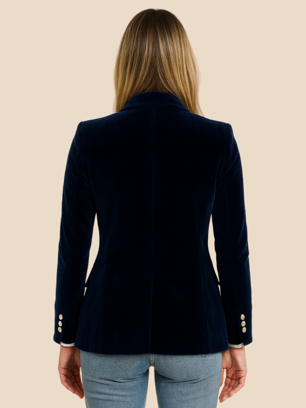 Veste blazer femme chic et élégante, col revers, look professionnel et tendance pour la mode femme.