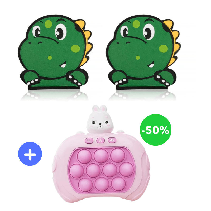Planche d'activités Montessori Dino en feutre, stimule l'éveil sensoriel et la motricité des enfants.