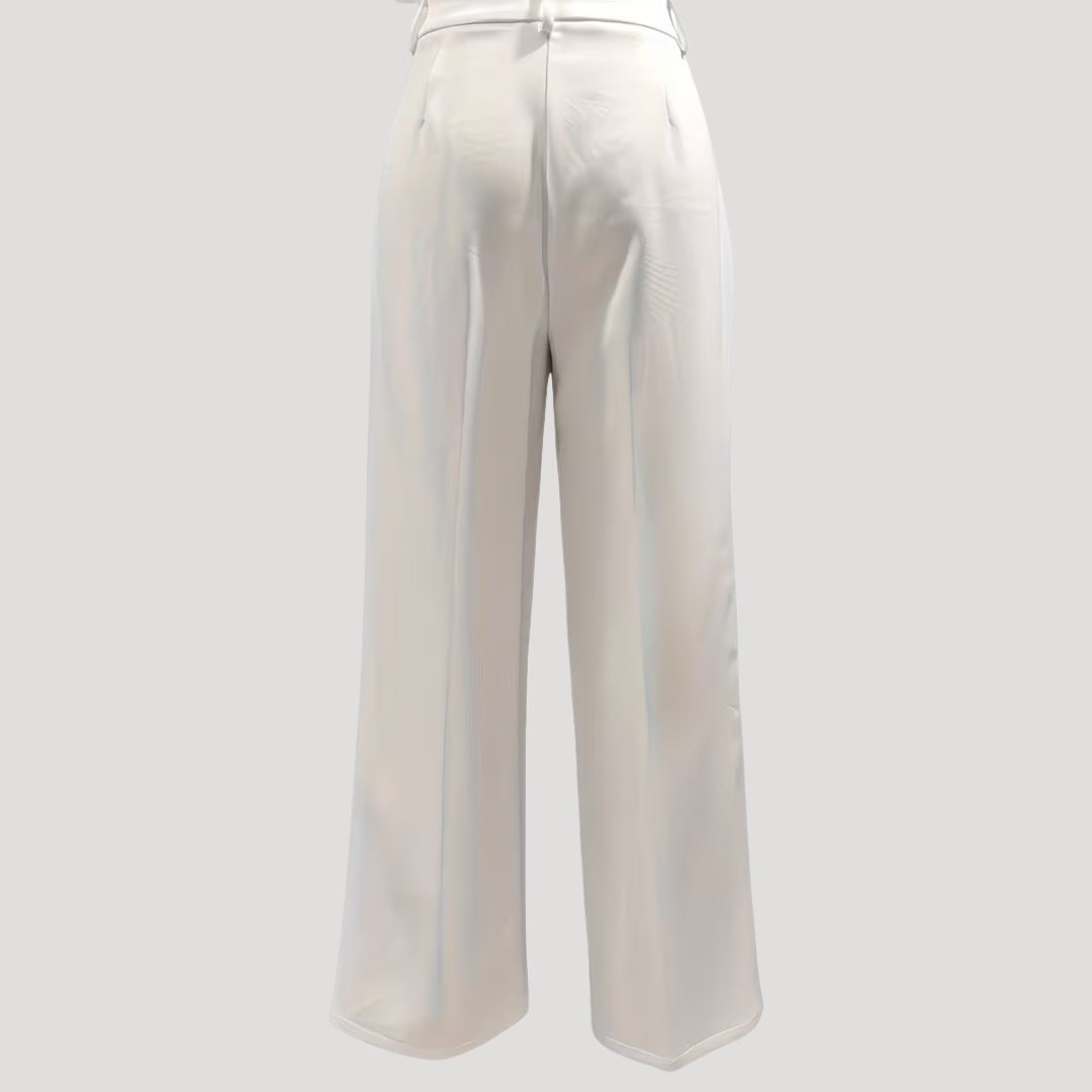 Pantalon femme taille haute moderne et intemporel, coupe tailleur pour une silhouette élégante et pro.