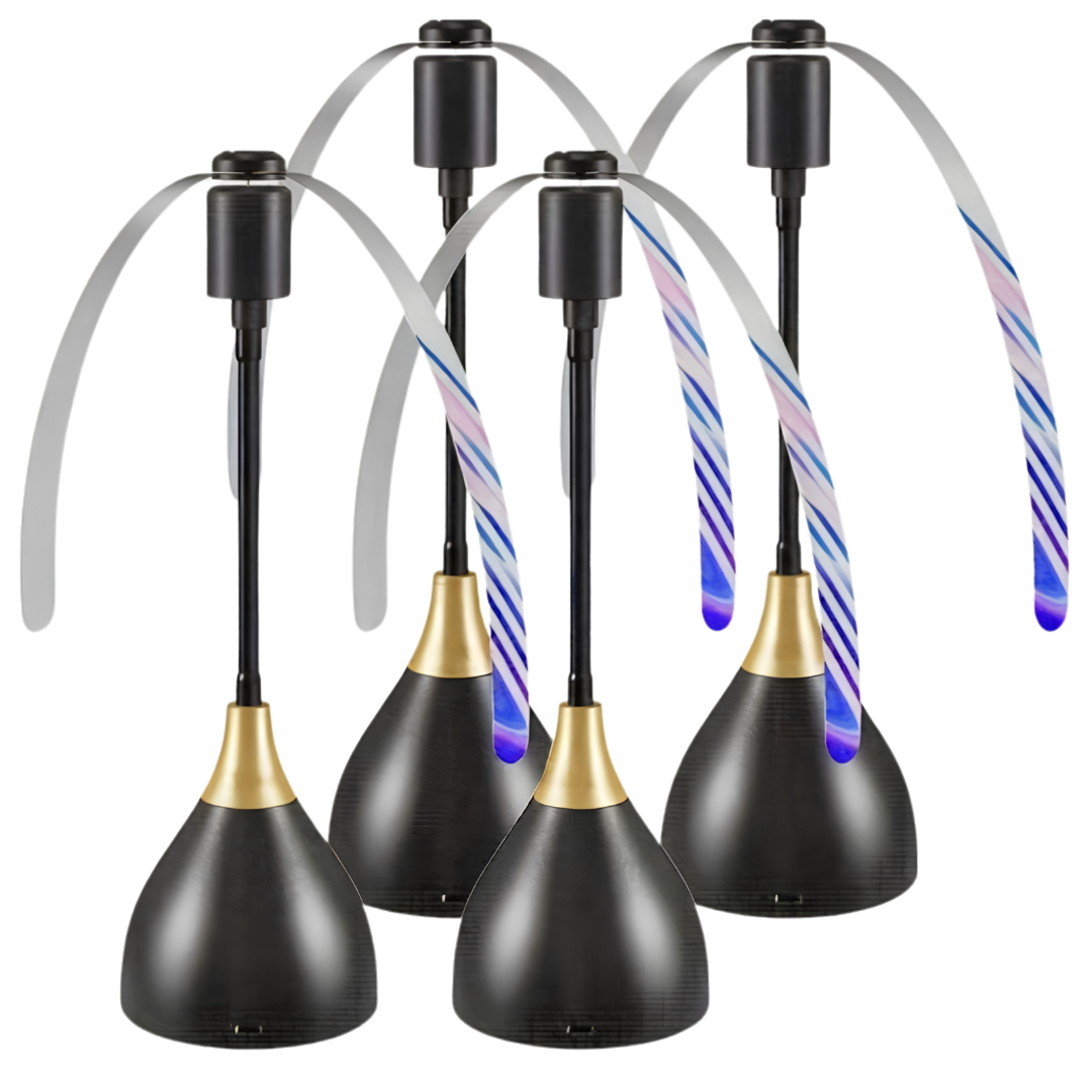 Répulsif mouches de table noir, alimenté USB ou piles, parfait pour repas en extérieur sans insectes gênants.