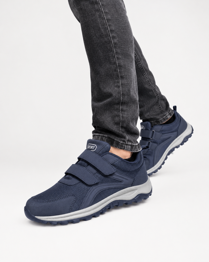 Chaussures hommes légères et respirantes à scratch, parfaites pour la marche et un confort casual longue durée.