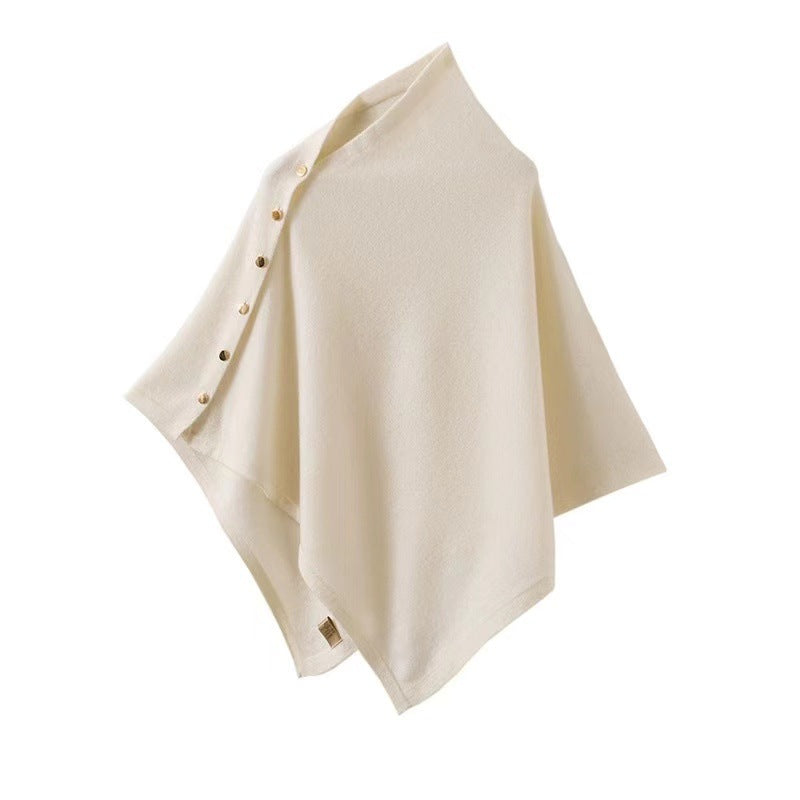 Poncho mode femme, écharpe élégante polyvalente. Idéal pour les saisons, vêtement chic avec boutons pour un style moderne.