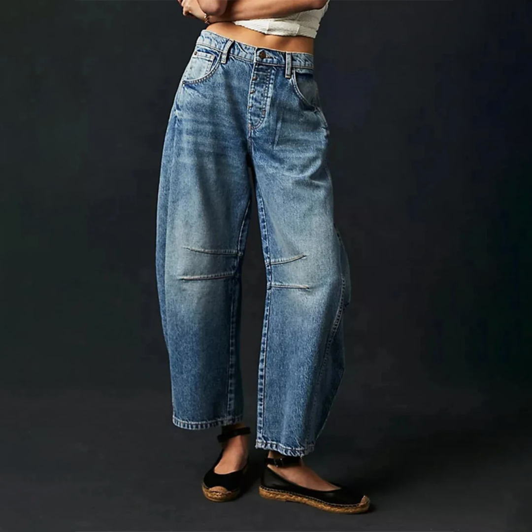 Jeans larges confortables pour femmes, parfaits pour une tenue quotidienne décontractée et polyvalente.