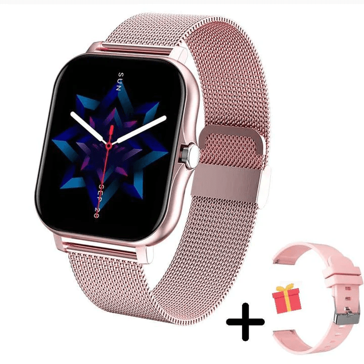 Montre connectée femme pour suivi santé précis, sport et activité quotidienne, design fin et moderne.