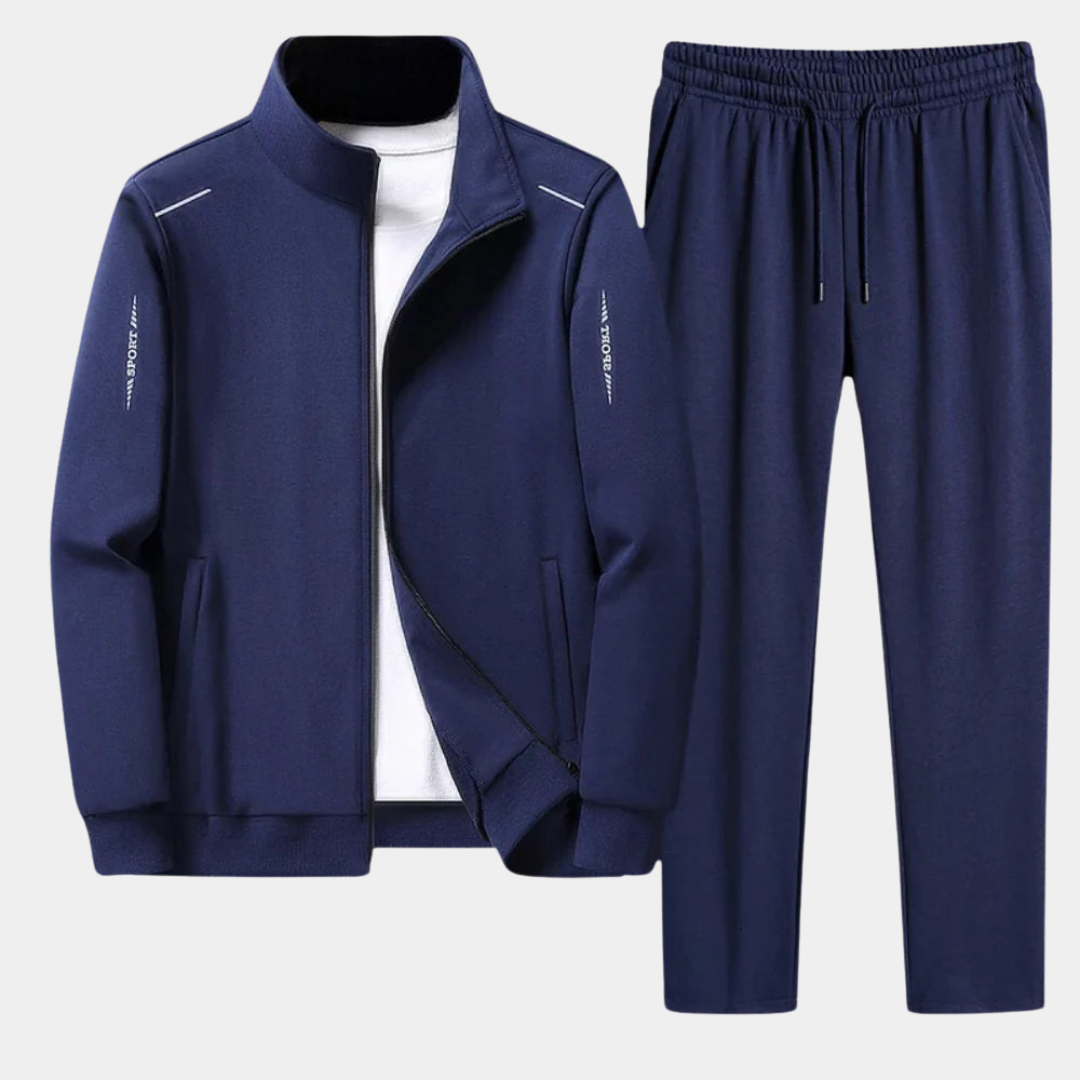 Survêtement homme élégant pour sportswear ou entraînement. Veste et pantalon coordonnés, look moderne.