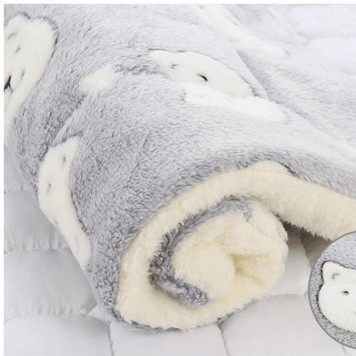 Chaton curieux explorant la couverture apaisante, un nouveau produit félin doux et réconfortant.