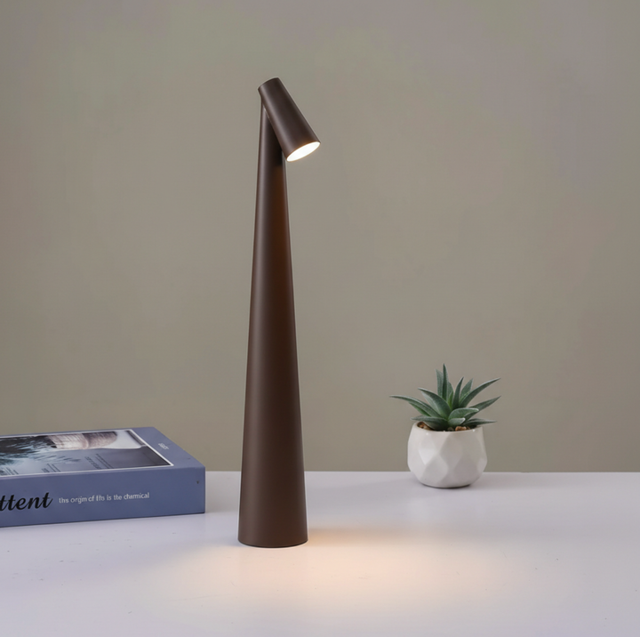 Lampe de table LED tactile rechargeable sans fil, design moderne pour ambiance intérieure.