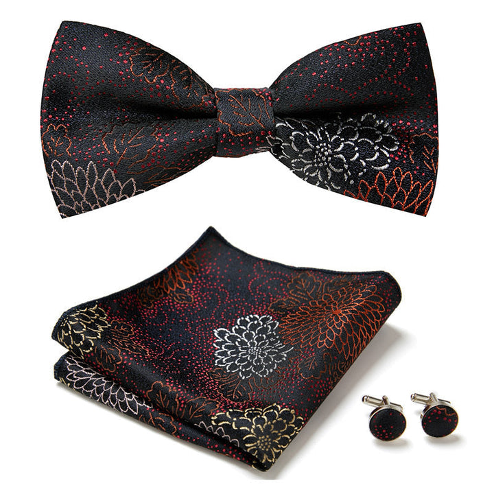 Set homme de cérémonie : nœud papillon, pochette, boutons de manchette, chic et tendance.