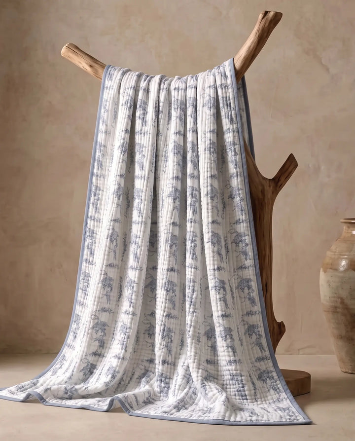 Plaid en mousseline de coton, confort naturel, doux et respirant, parfait pour le salon.
