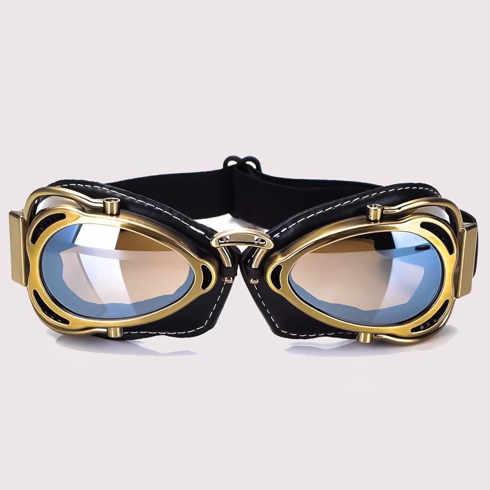 Lunettes moto classiques pliables, style vintage, protection yeux motard.
