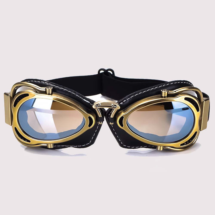 Lunettes moto classiques pliables, style vintage, protection yeux motard.