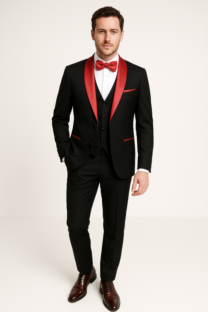 Costume homme slim fit 3 pièces pour affaires ou événement formel. Élégance moderne et chic, parfait pour le travail.