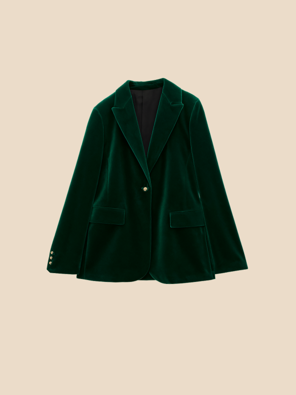 Blazer femme élégant, col revers, idéal pour le bureau et les soirées. Style professionnel chic.