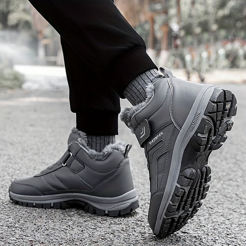 Chaussures hiver homme tendance noires. Bottes urbaines mi-montantes pour un look moderne et chaleureux.