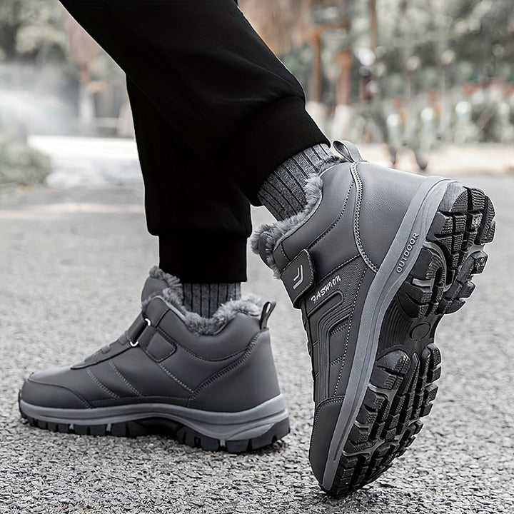 Chaussures hiver homme tendance noires. Bottes urbaines mi-montantes pour un look moderne et chaleureux.