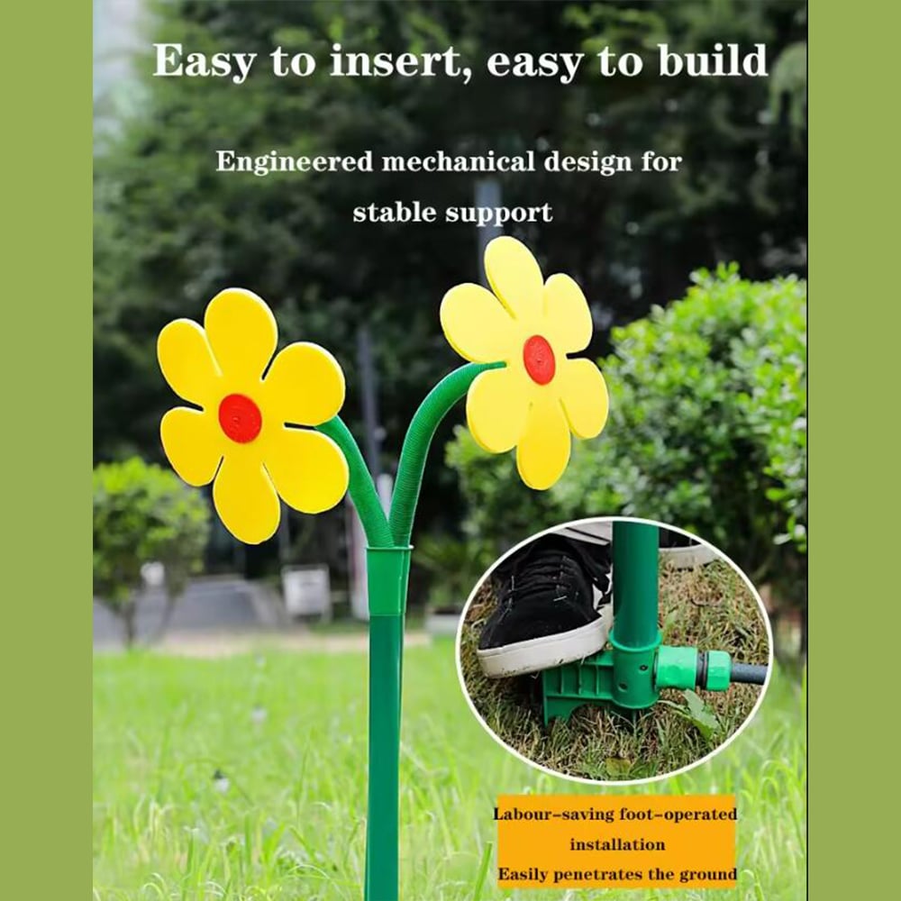 Pulvérisateur automatique et réglable, forme de fleur, parfait pour l'arrosage du jardin.