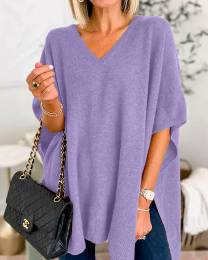 Vêtement femme pull chaud et confortable, col V ample, parfait pour une mode hiver élégante et décontractée.