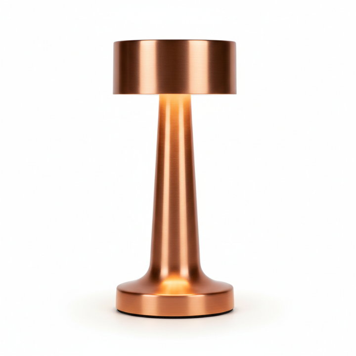 Lampe de table LED sans fil, design moderne, parfaite pour éclairage d'ambiance rechargeable.