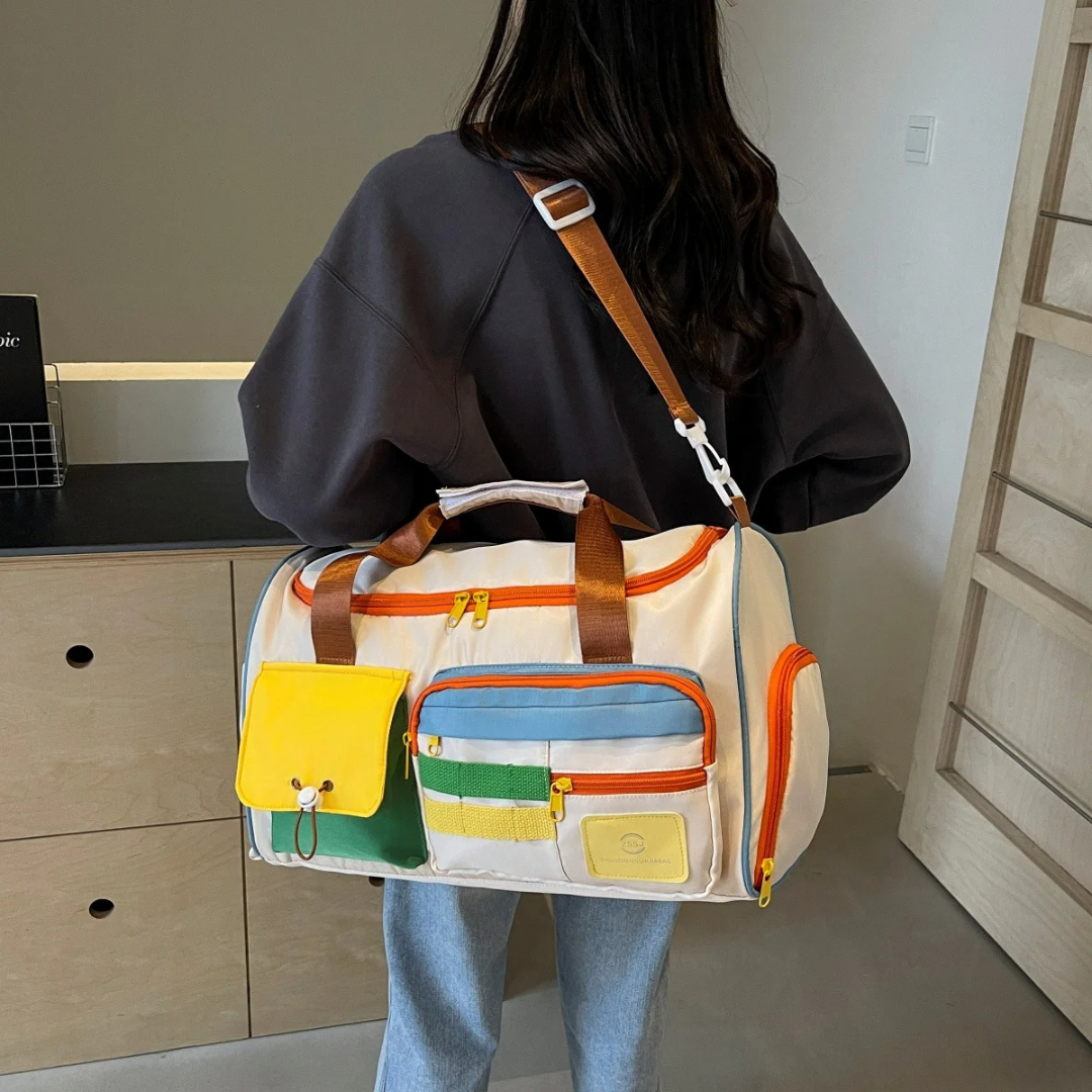 Sac de voyage FlexaBag polyvalent léger, blocs de couleur, idéal bagage à main pour week-end.