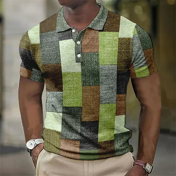 Polo homme stylé, manches courtes, pour un look élégant et décontracté en été. Vêtement confortable, mode masculine.