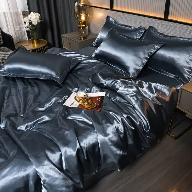 Literie de luxe: housse de couette en satin premium pour un sommeil doux, confortable et une chambre élégante.