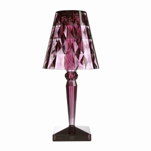 Luminaire LED design cristal, portable et rechargeable, parfait pour éclairage moderne de bureau ou table de chevet.