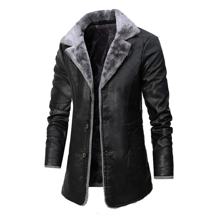 Manteau homme hivernal élégant et chaud à boutons, idéal pour la mode masculine classique.