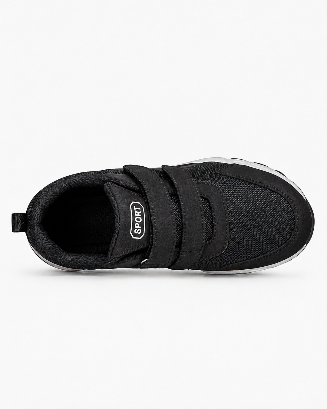 Paire de chaussures de marche hommes à scratch, respirantes et confortables avec semelle amortissante pour le quotidien.