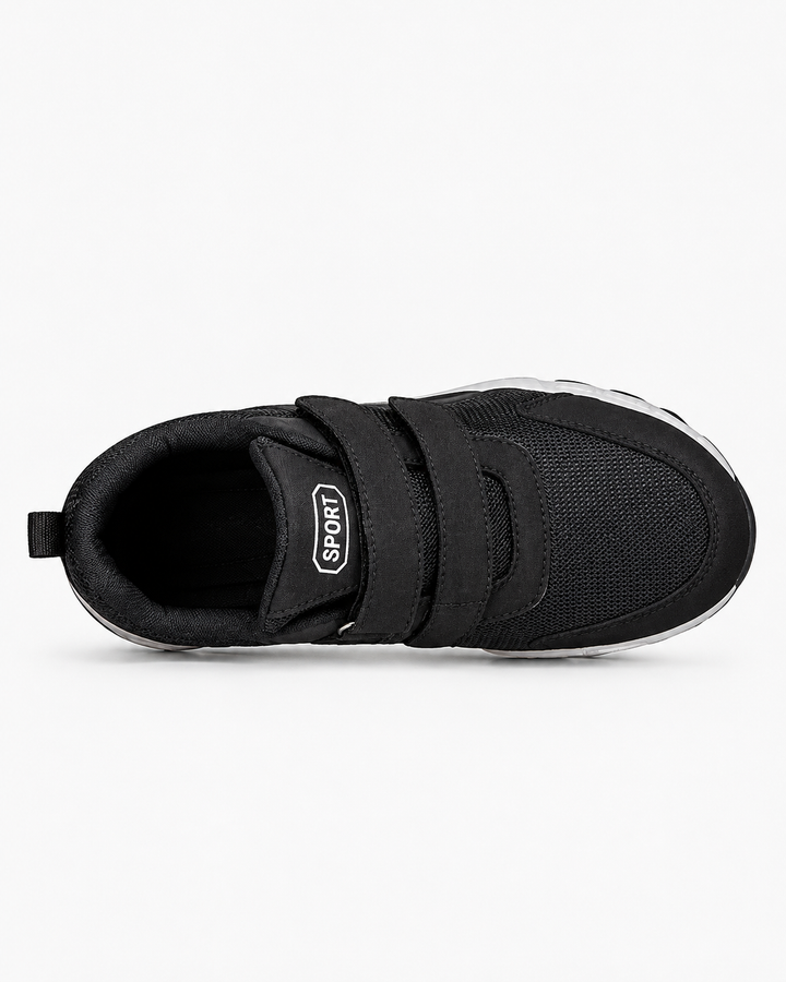 Paire de chaussures de marche hommes à scratch, respirantes et confortables avec semelle amortissante pour le quotidien.