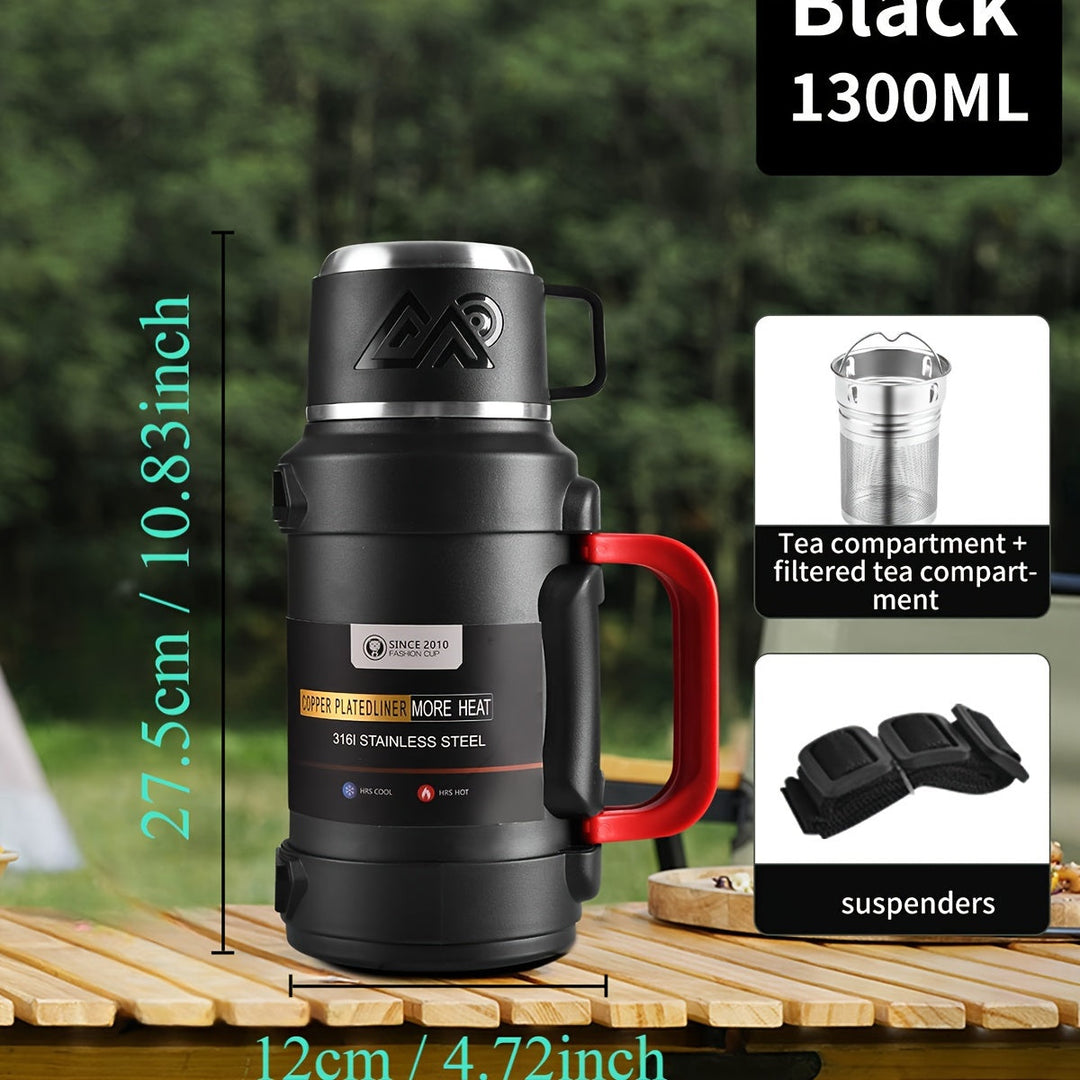 Thermos de voyage durable, garde chaud 12h, froid 24h. Idéal pour sportifs et campeurs.