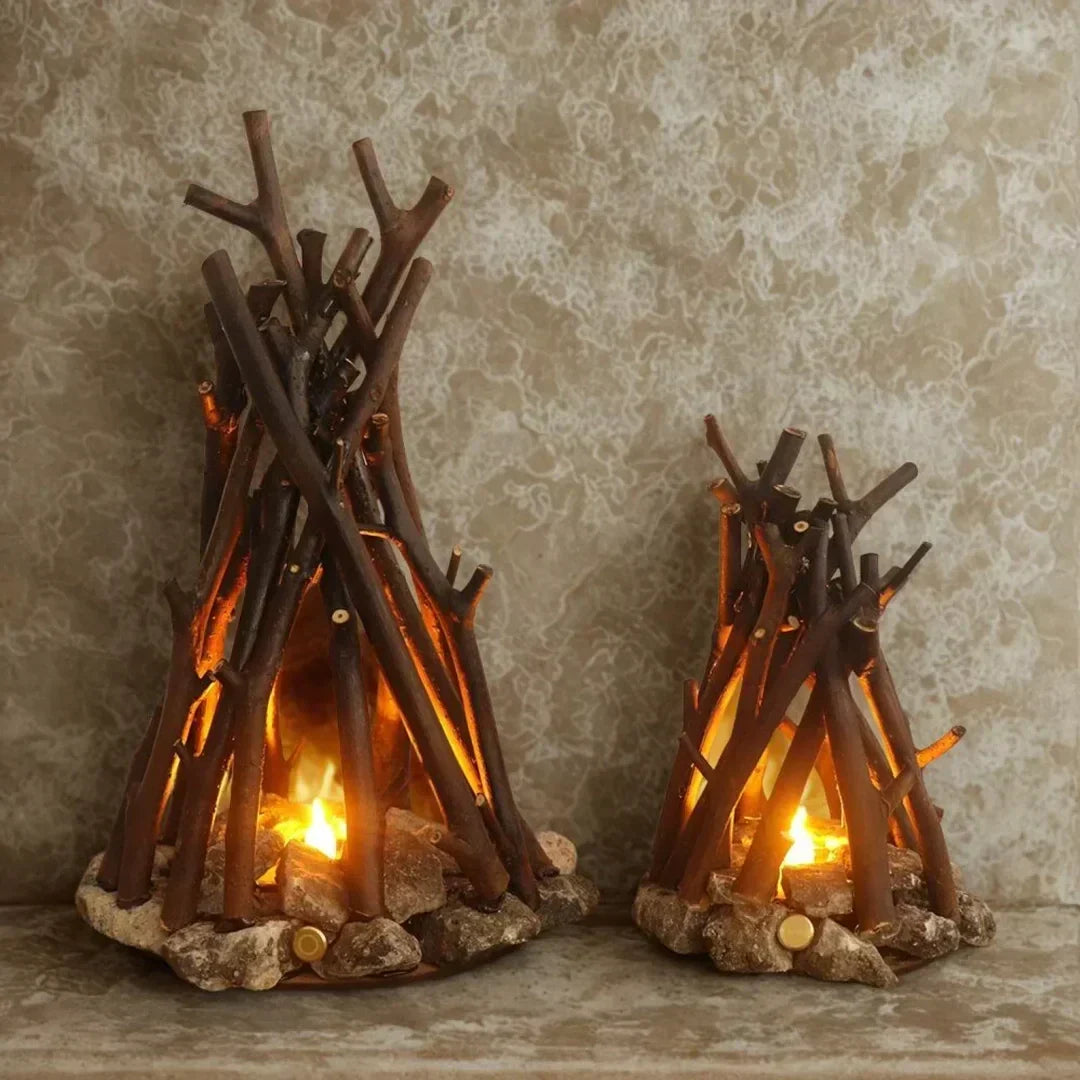 Décoration chaleureuse: Lampe de nuit GlowWood en bois et pierres. Ambiance naturelle apaisante.