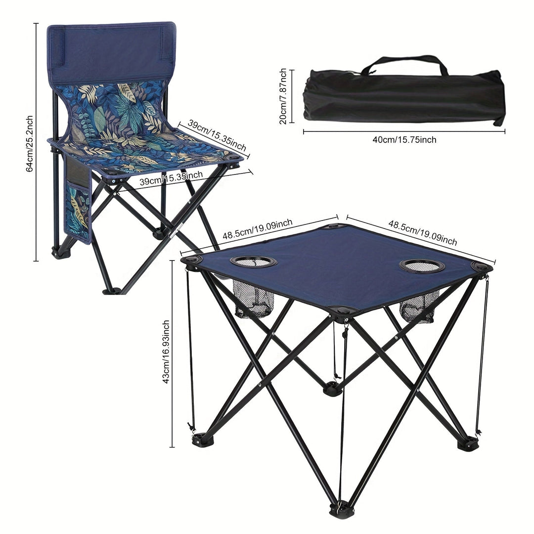 Table de pique-nique pliable avec 4 sièges, idéal pour excursions en camping, voyage et moments en extérieur.