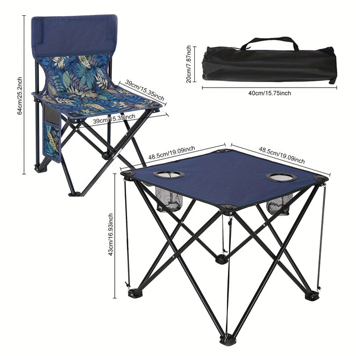 Ensemble de table et chaises pliantes pour barbecue en plein air, portable et confortable pour amis et famille.