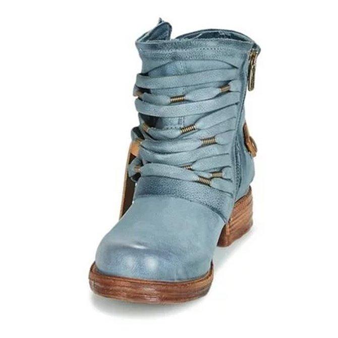 Chaussures bottines femme rétro confortables avec talon bloc carré, idéales pour l'hiver élégant.