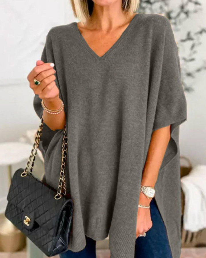 Pull femme polyvalent, chaud et élégant, col V ample pour confort mode hiver.