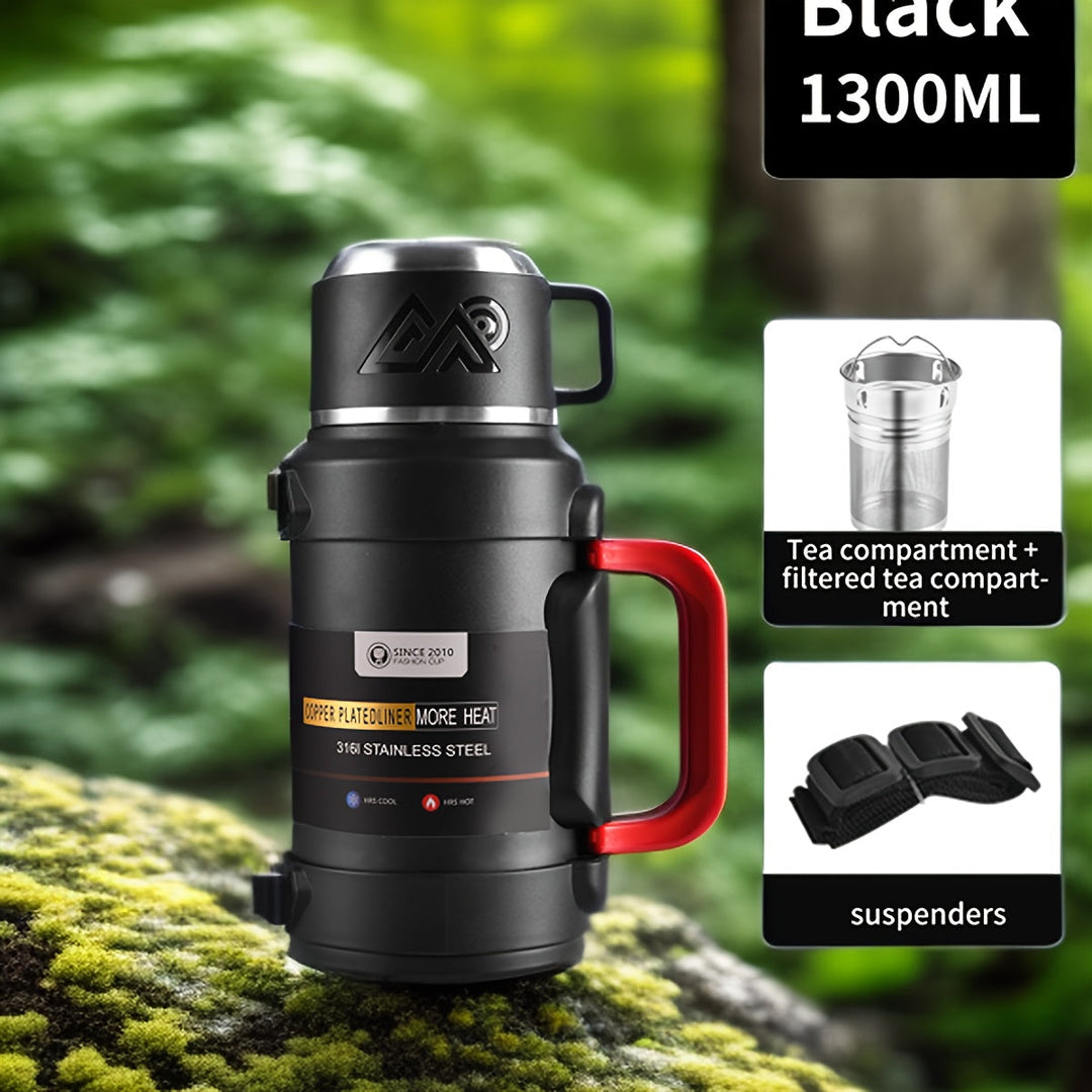 Bouteille d'eau isotherme portable, avec filtre à thé, parfaite pour le bureau, sport, voyage.
