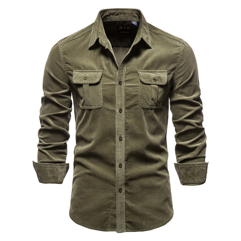 Chemise homme manches longues, style urbain décontracté. Confort et poches élégantes pour tous les jours.