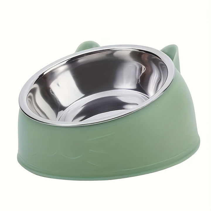 Gamelle surélevée ergonomique en inox pour animaux domestiques, réduit la tension du cou pendant les repas.