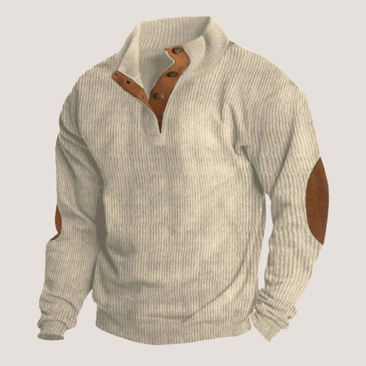 Pull homme Tristan en maille douce, col montant décontracté et élégant, idéal pour la mode masculine d'automne.