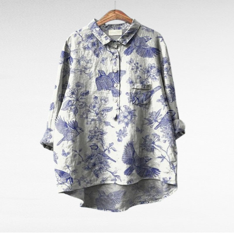 Blouse florale Lotte femme, motif élégant, parfaite pour la mode estivale.