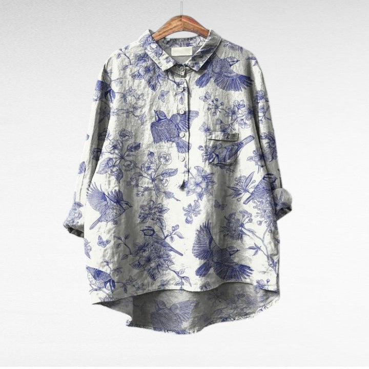 Blouse florale Lotte femme, motif élégant, parfaite pour la mode estivale.