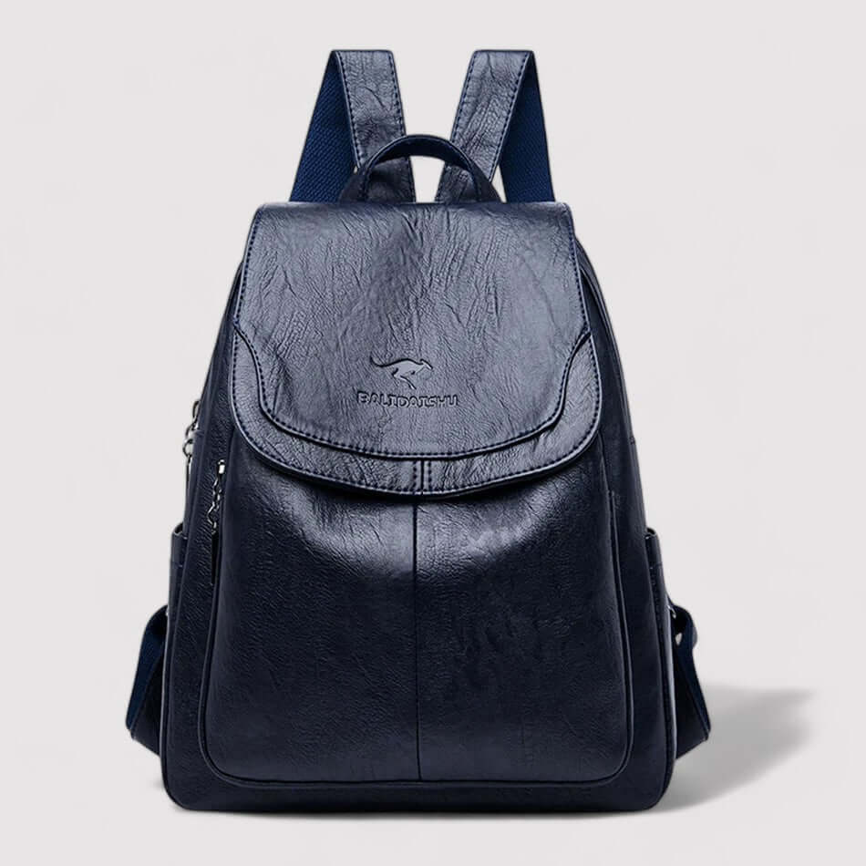 Sac à dos de voyage unisexe en cuir souple, offrant sécurité et style avec son design antivol moderne.